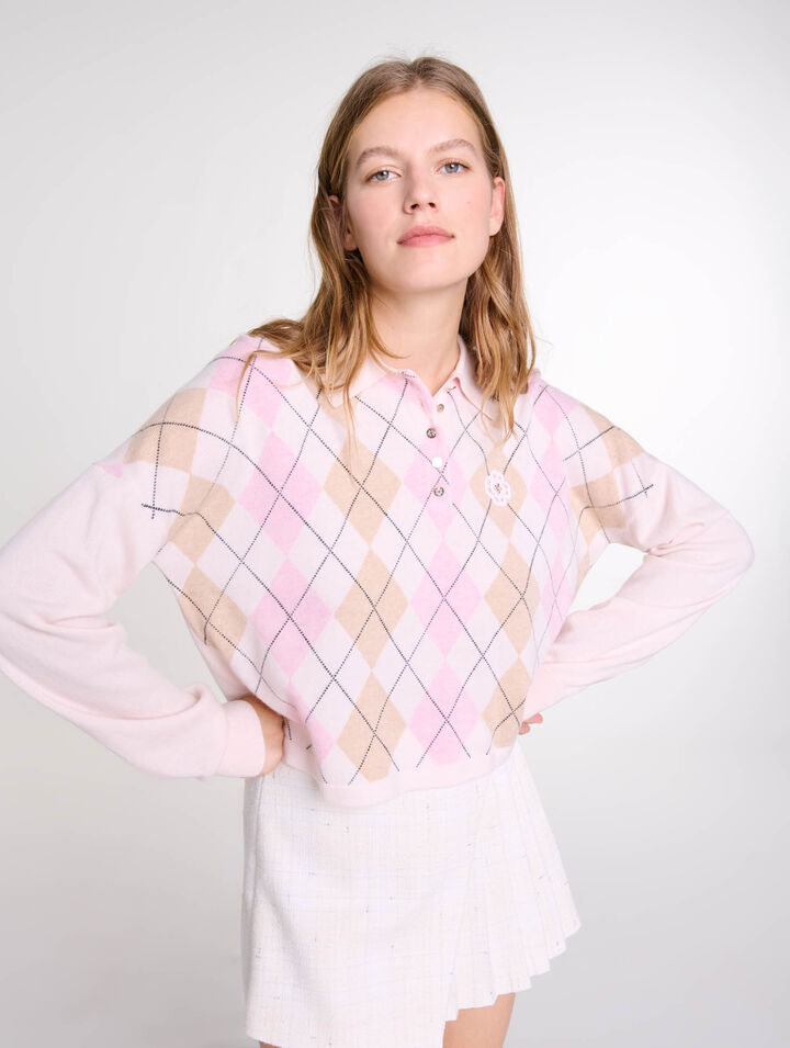 Pull court en laine mélangée