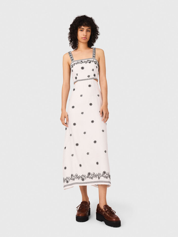 Embroidered cut-out maxi dress