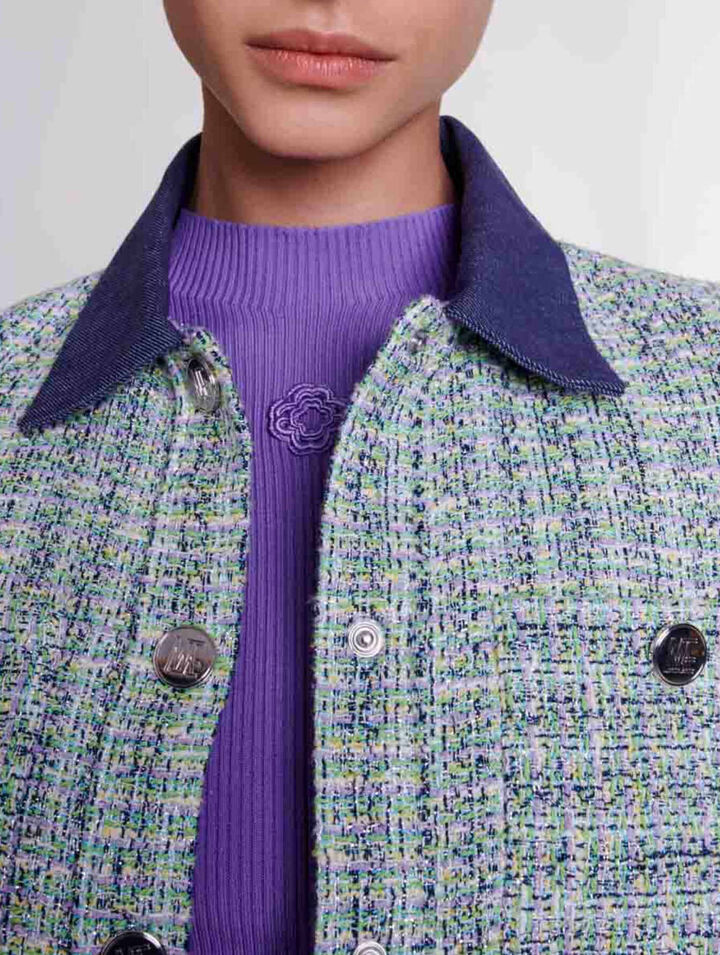 Veste courte en tweed contrasté