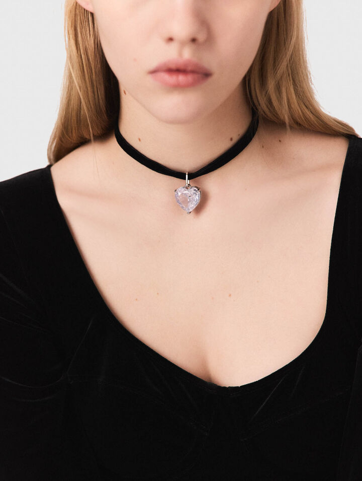 Collier coeur avec cordon velours