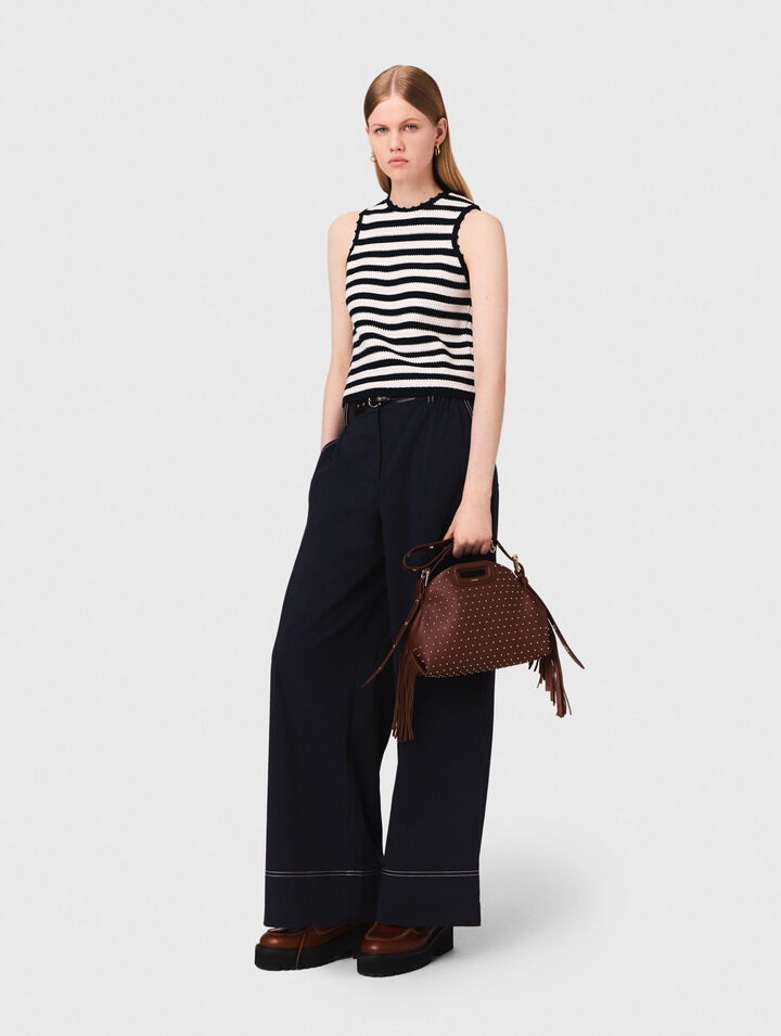 Pantalon en coton à ceinture cuir