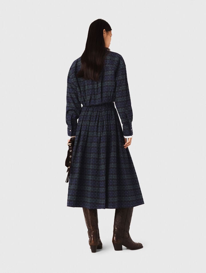 Chemise courte à carreaux strassée