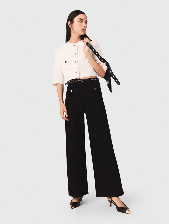 Jean droit avec poches plaqu&eacute;es