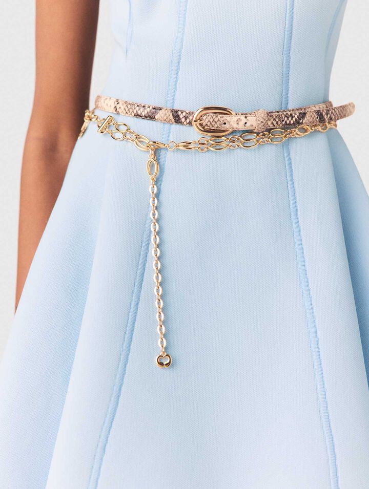 Ceinture fine en cuir effet python