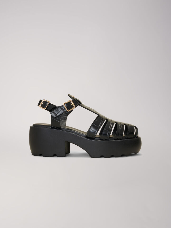 Sandales crantées en cuir