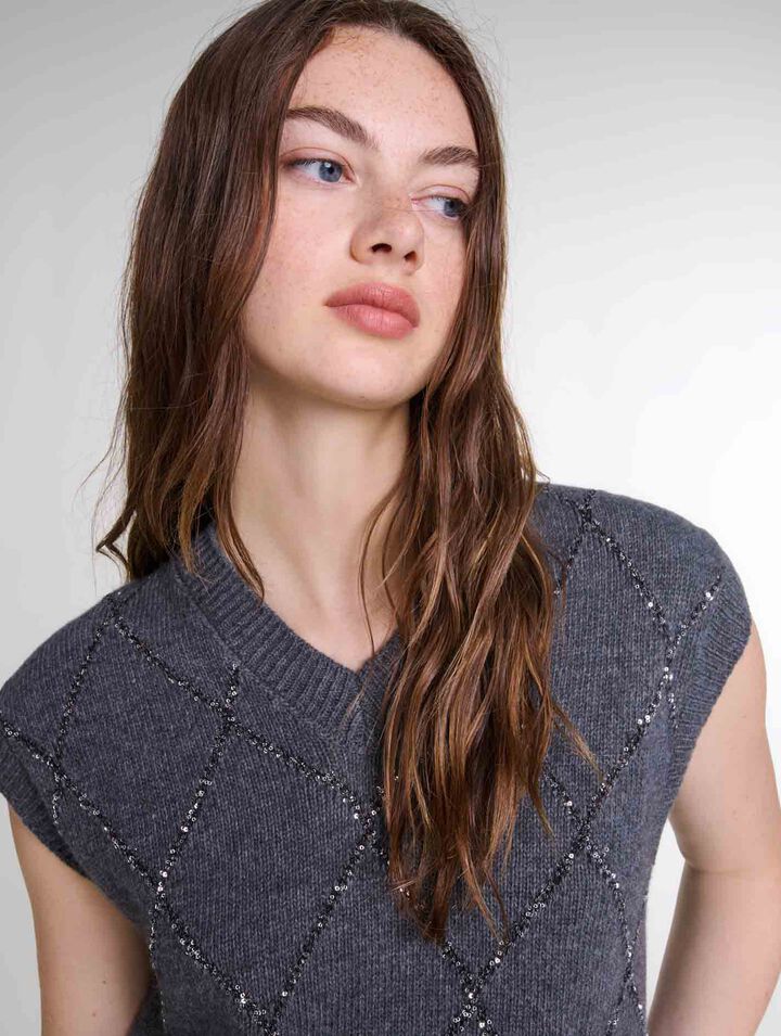 Pull sans manches à sequins