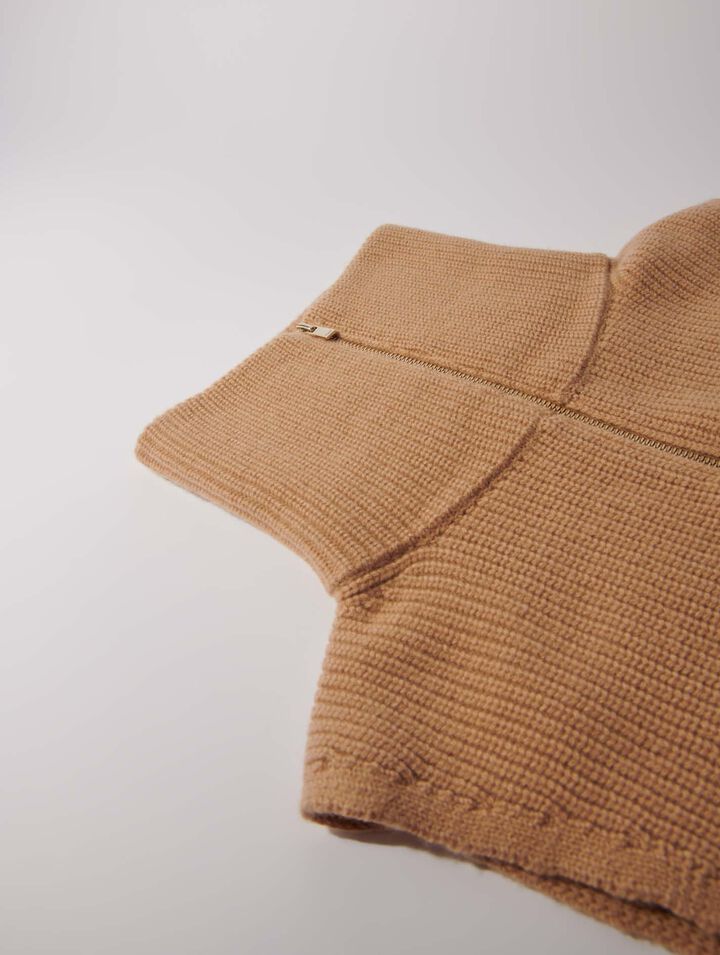 Cashmere/wool zip-up neck warmer