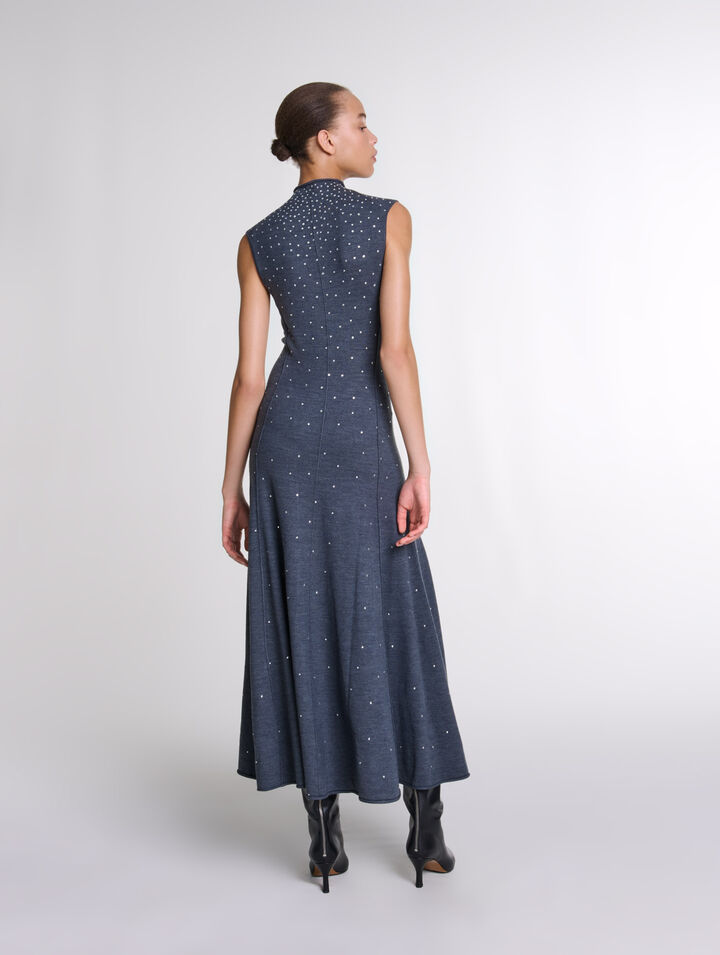 Robe longue en maille à strass