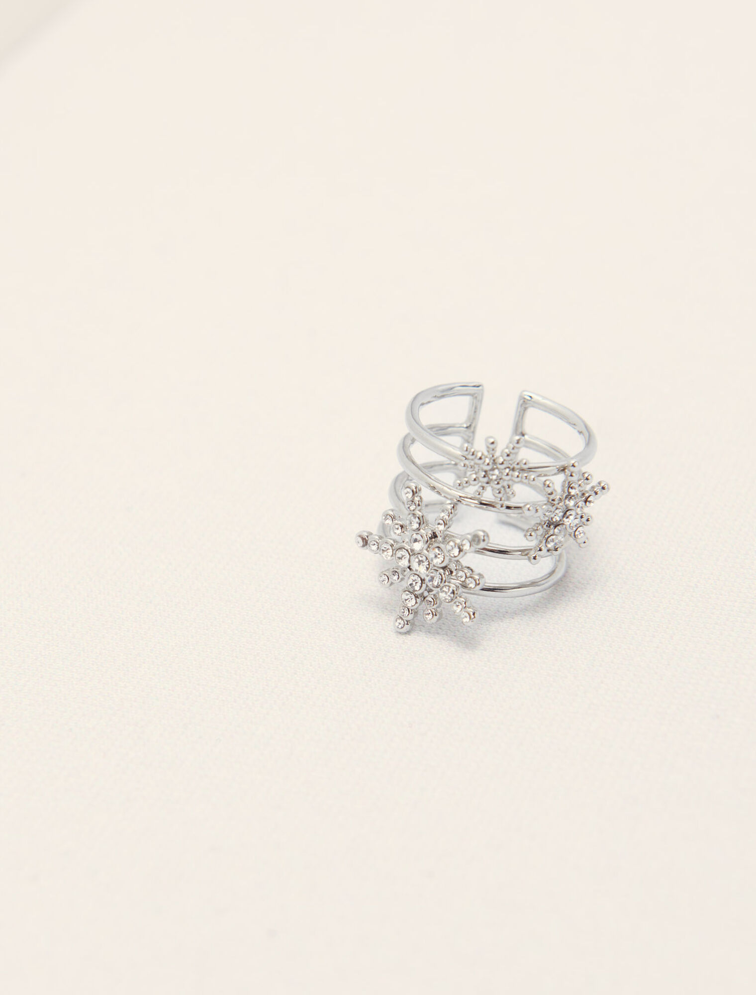 Bague anneaux à étoiles strassées