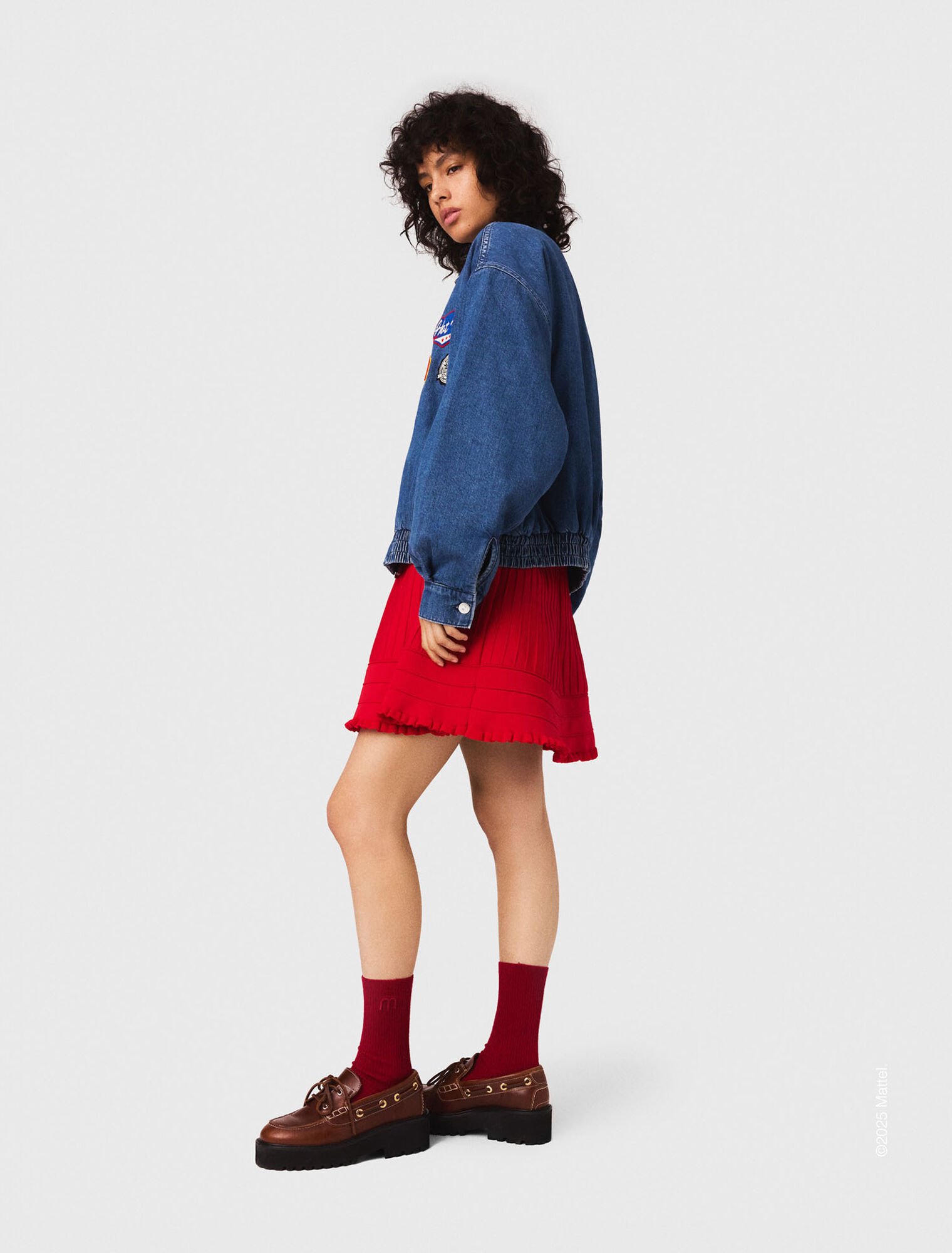 Oversized embroidered denim jacket