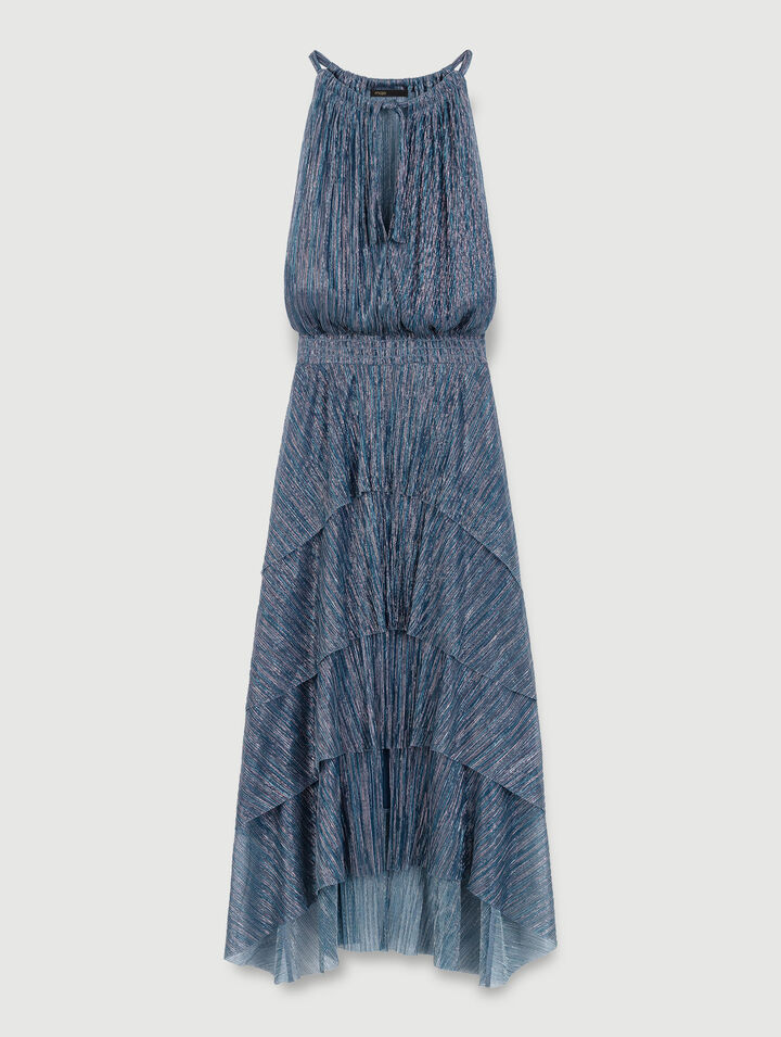 Ruffled lamé maxi dress