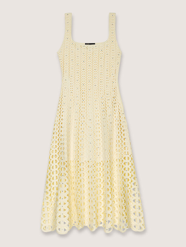 Robe midi en crochet strassé