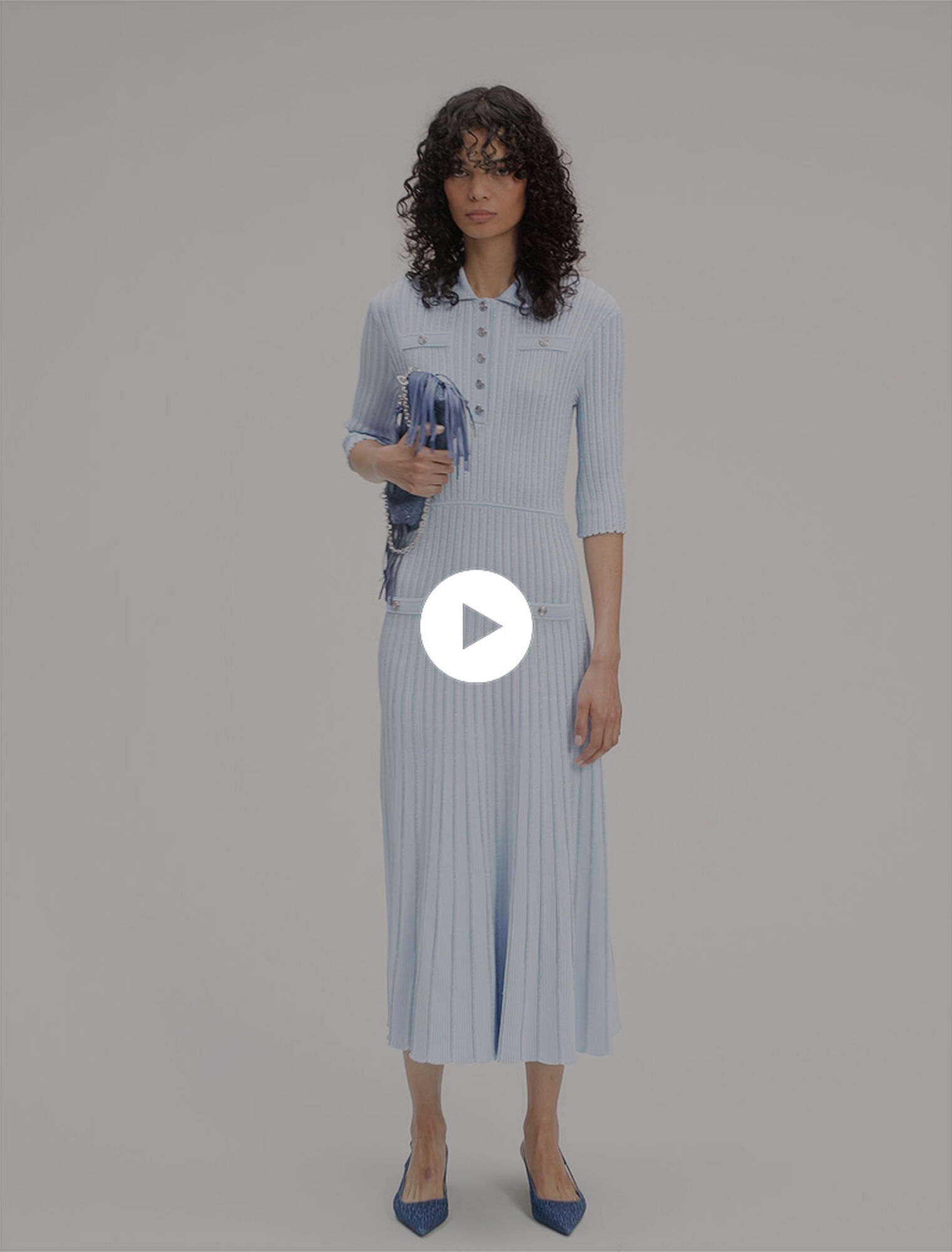 Robe midi en maille côtelée
