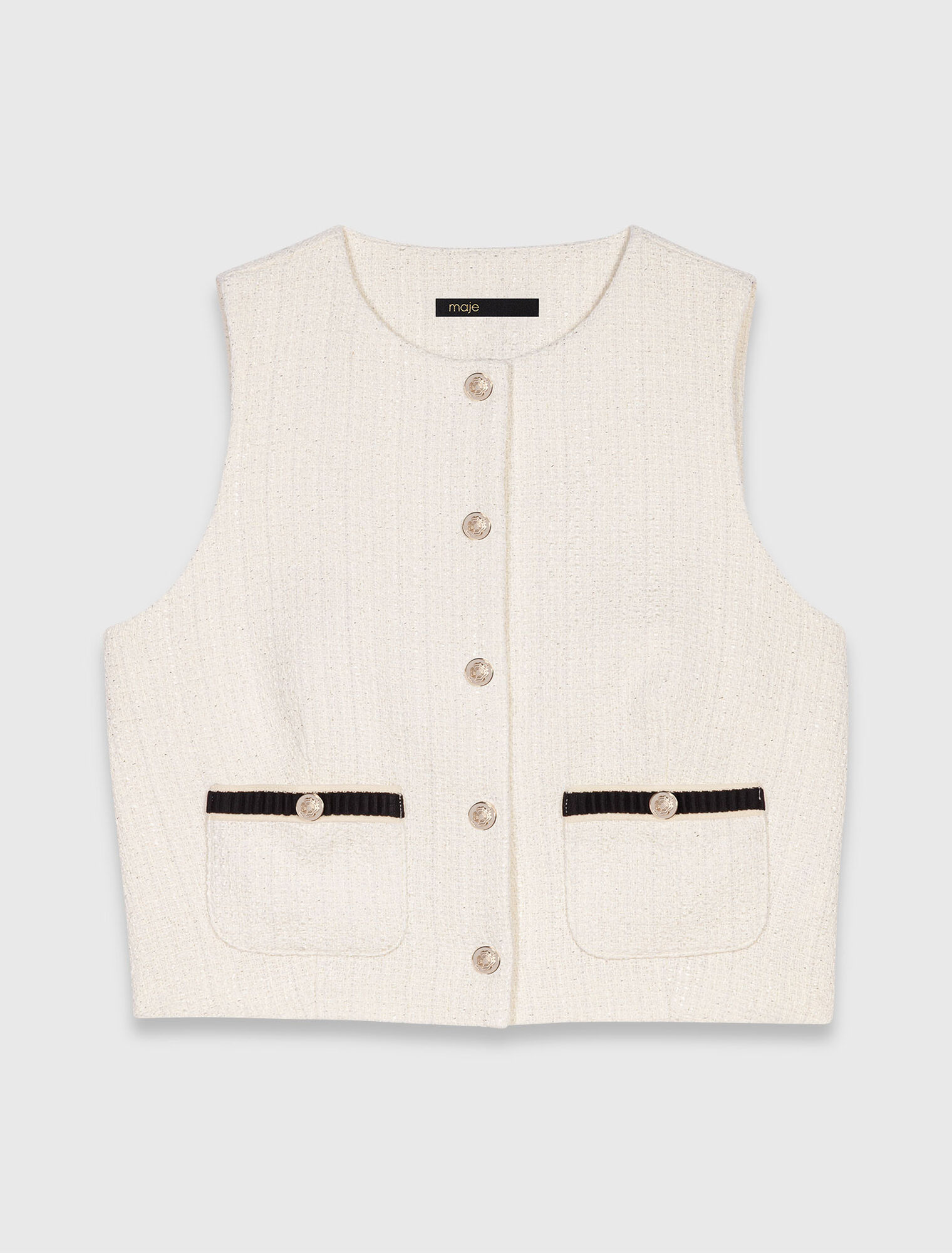 Top sans manches en tweed lurex