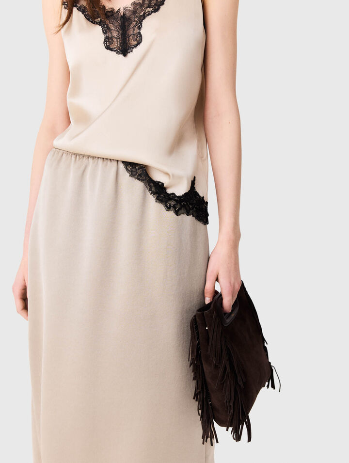 Satin pencil skirt