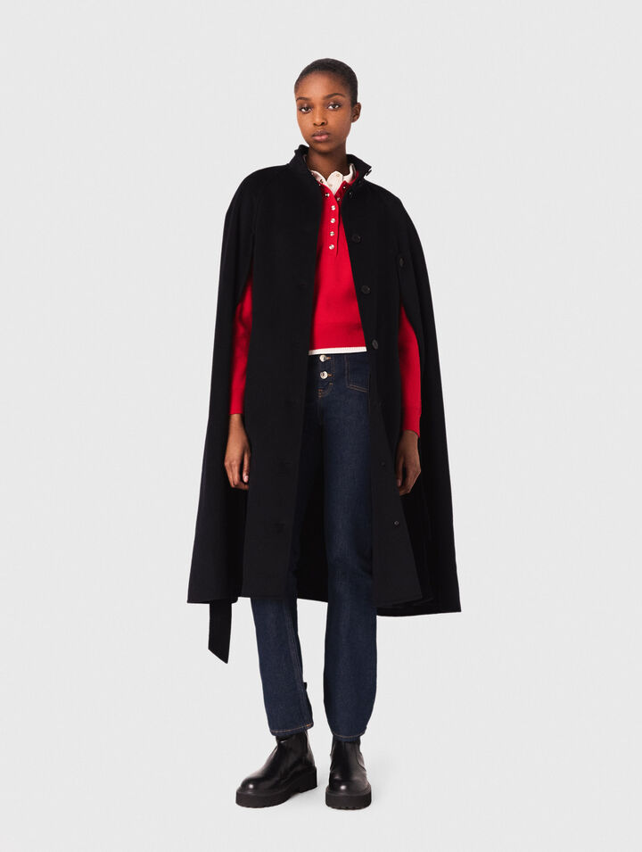 Manteau long double face avec cape