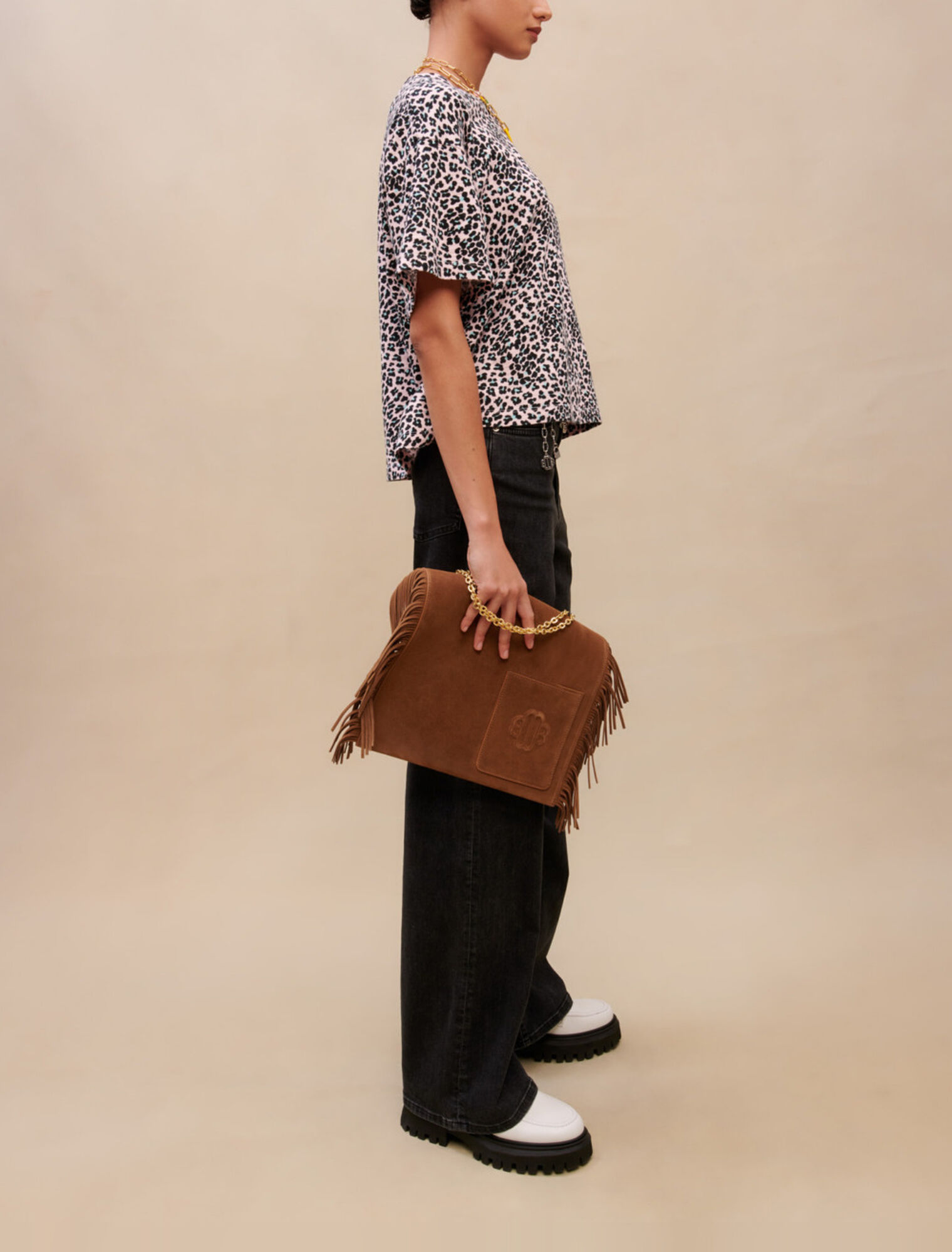 Leopard print cotton T-shirt