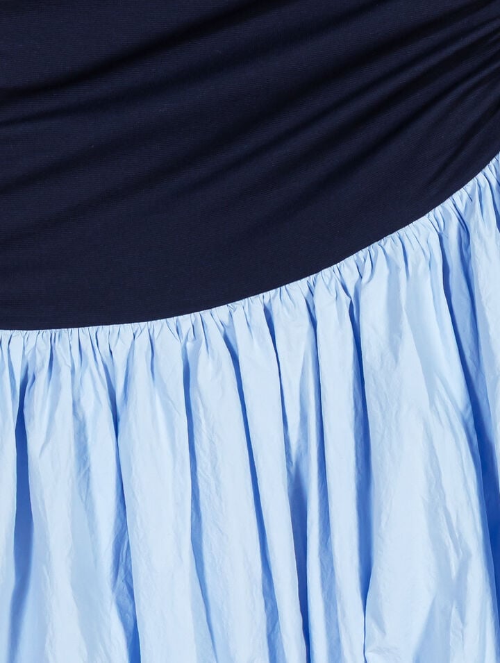 Robe bi-mati&egrave;re en jersey et coton