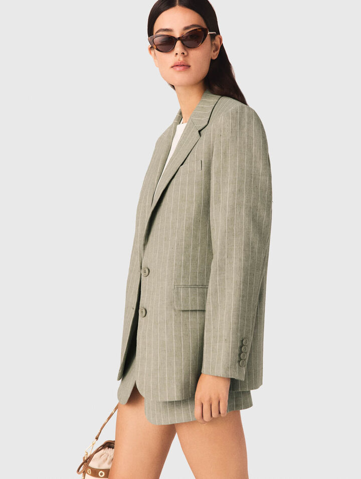 Veste de tailleur en lin m&eacute;lang&eacute;