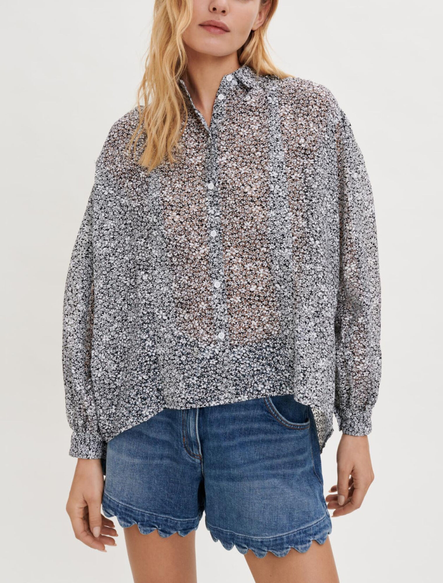 Tilted shirt in printed jacquard