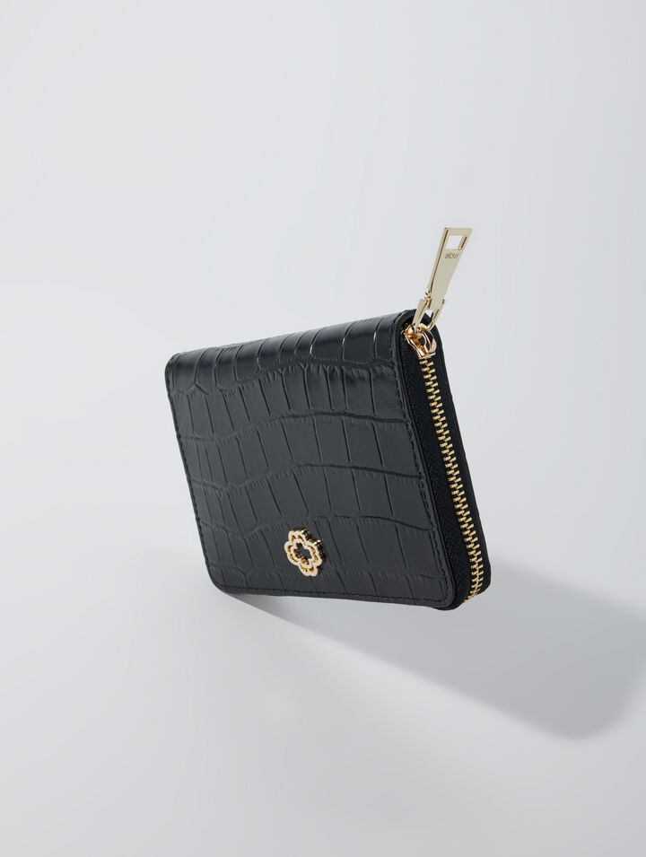 Portefeuille en cuir effet croco