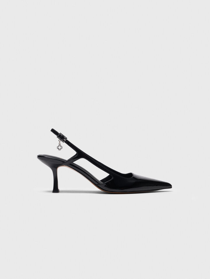 Escarpins slingback en cuir vernis