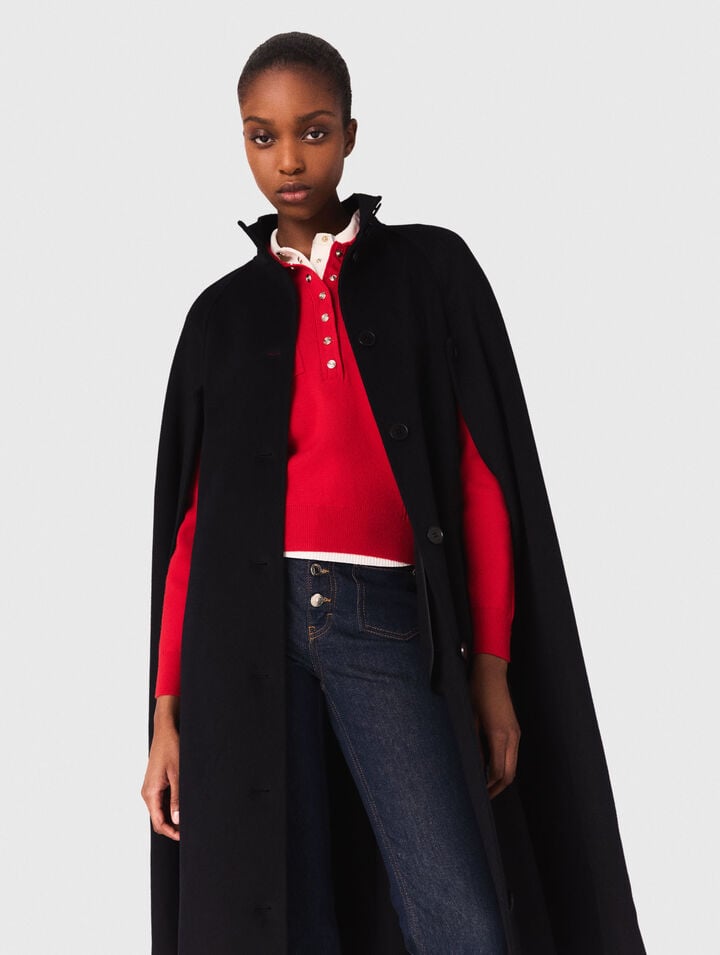 Manteau long double face avec cape