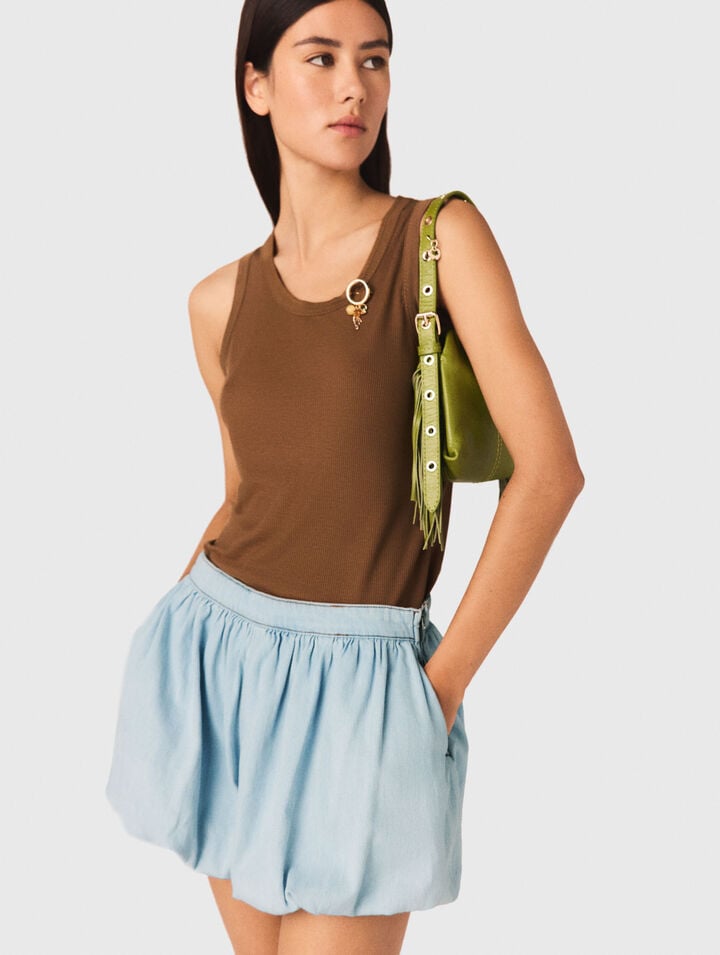 Short en chambray effet jupe ballon