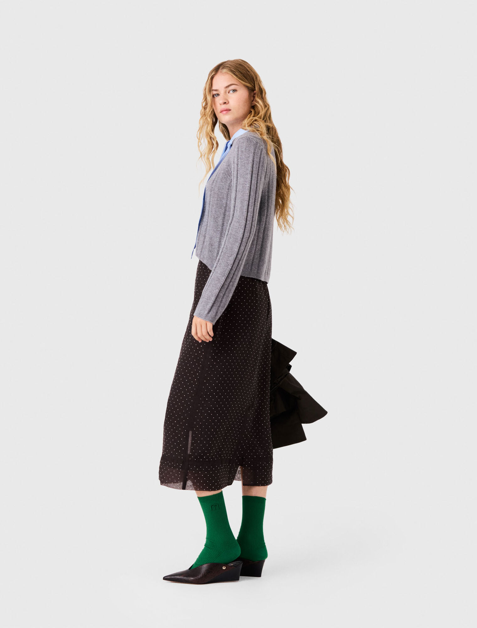 Jupe midi strass&eacute;e
