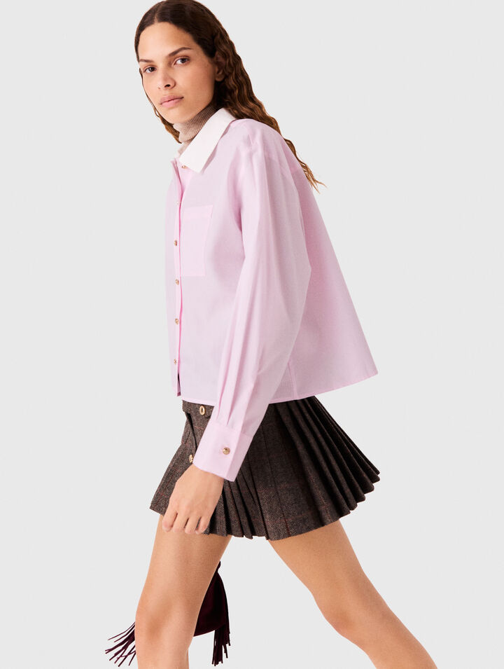 Cropped shirt with contrast collar