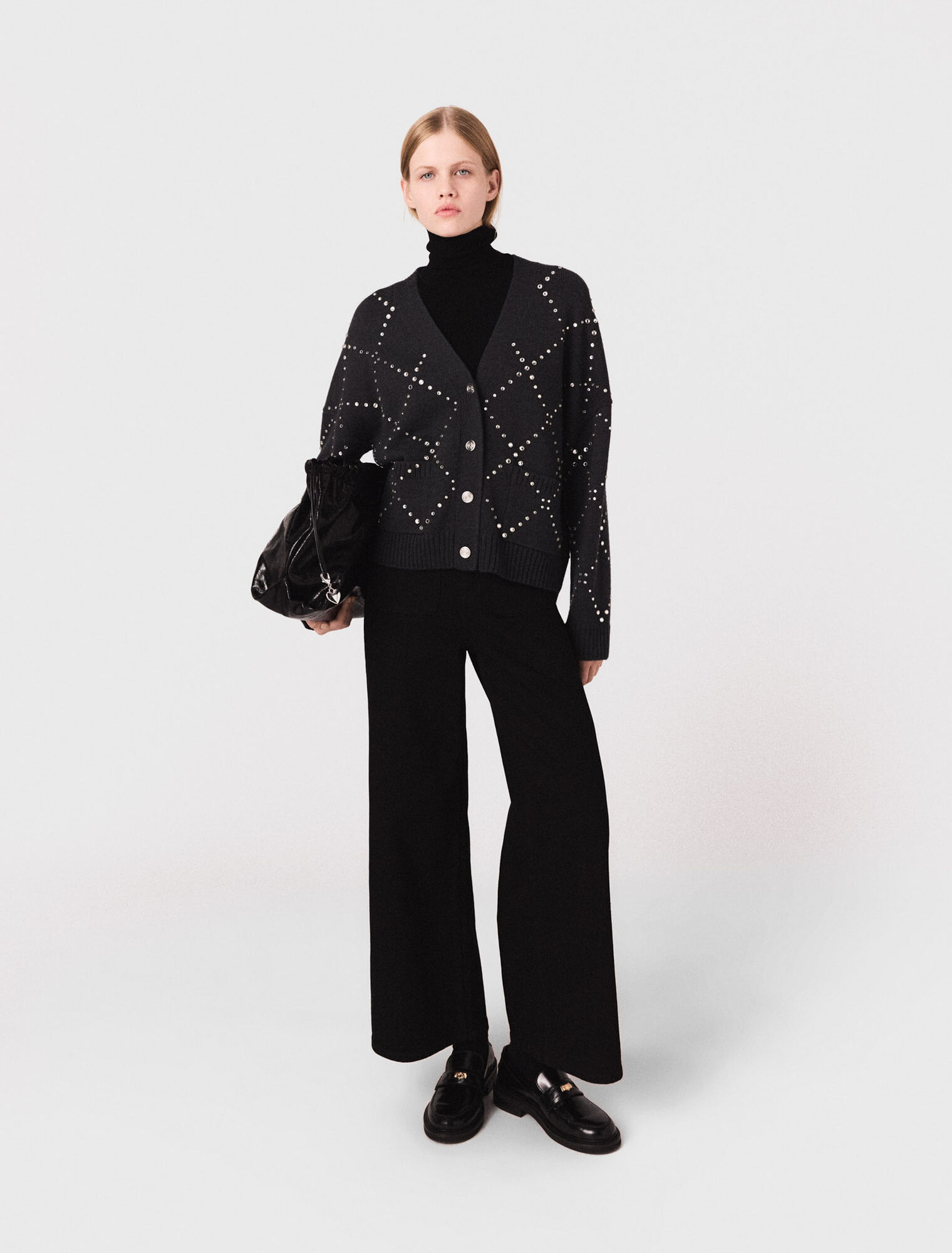 Cardigan à carreaux strassé