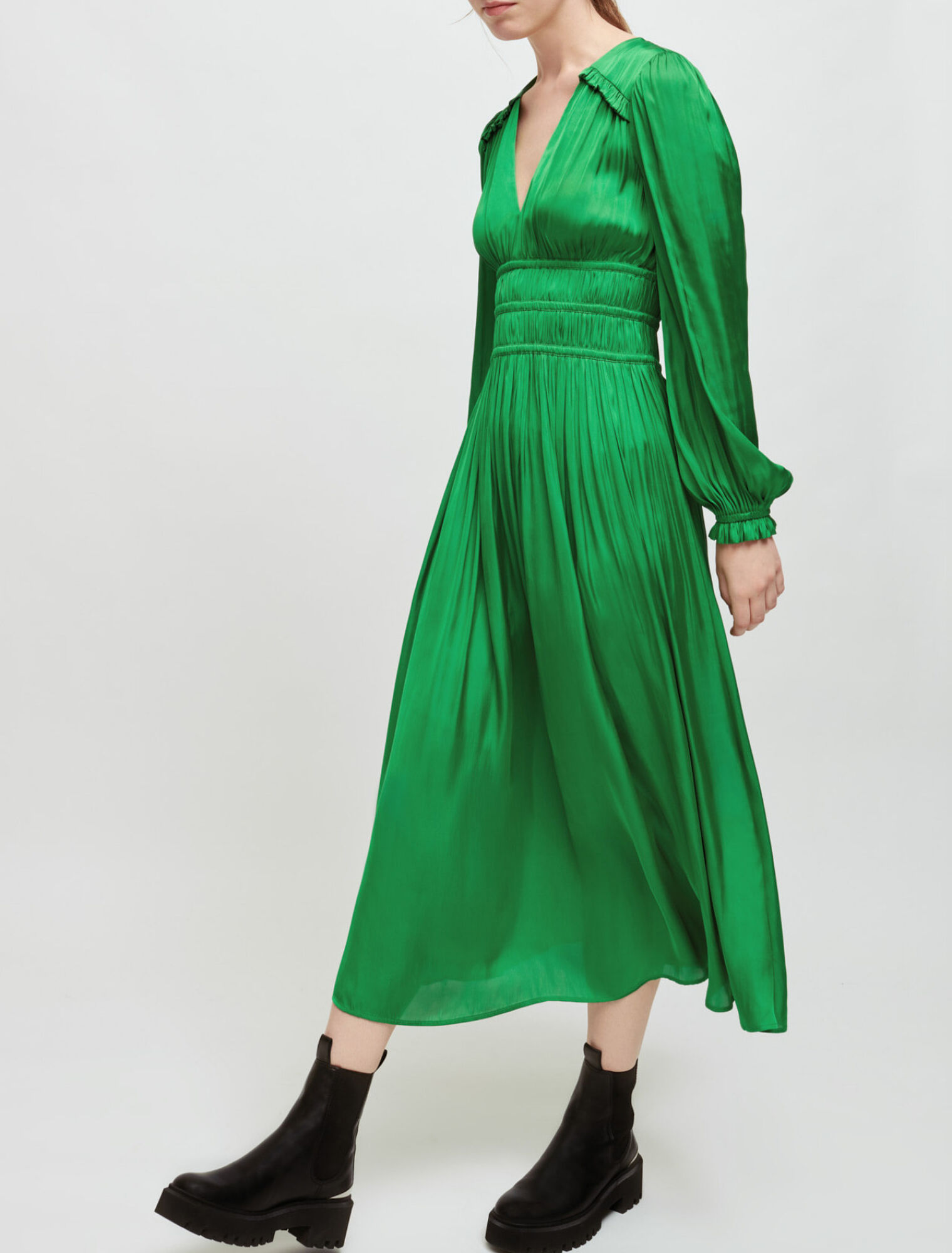 Robe longue effet plissé