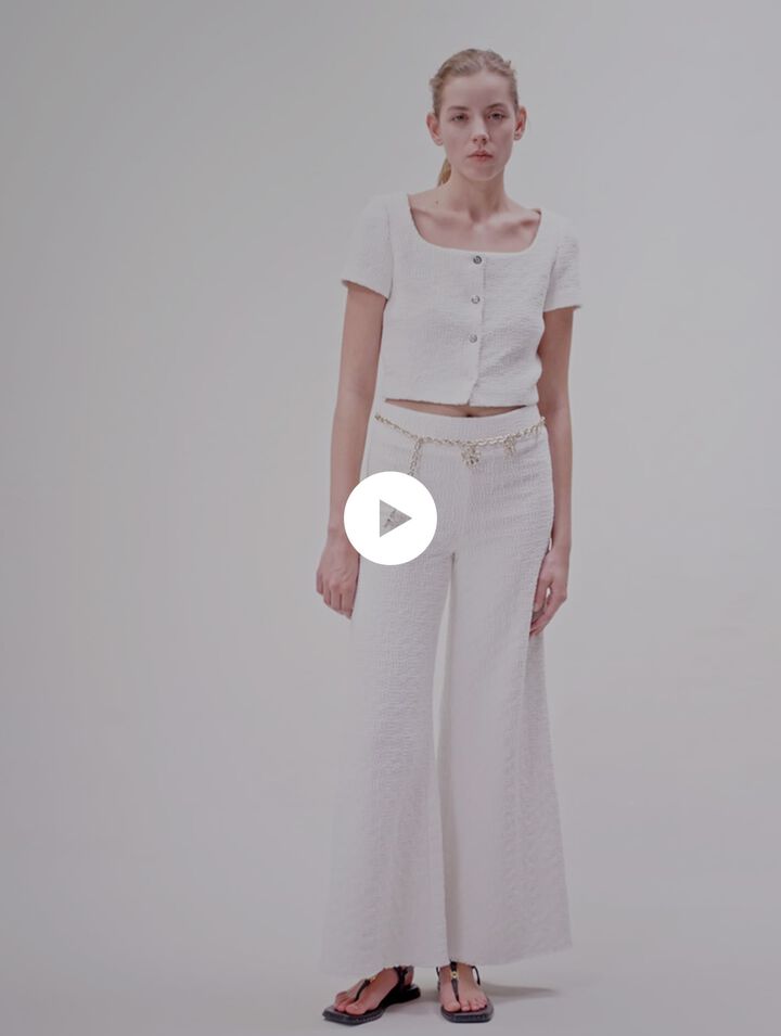 Wide-leg tweed trousers