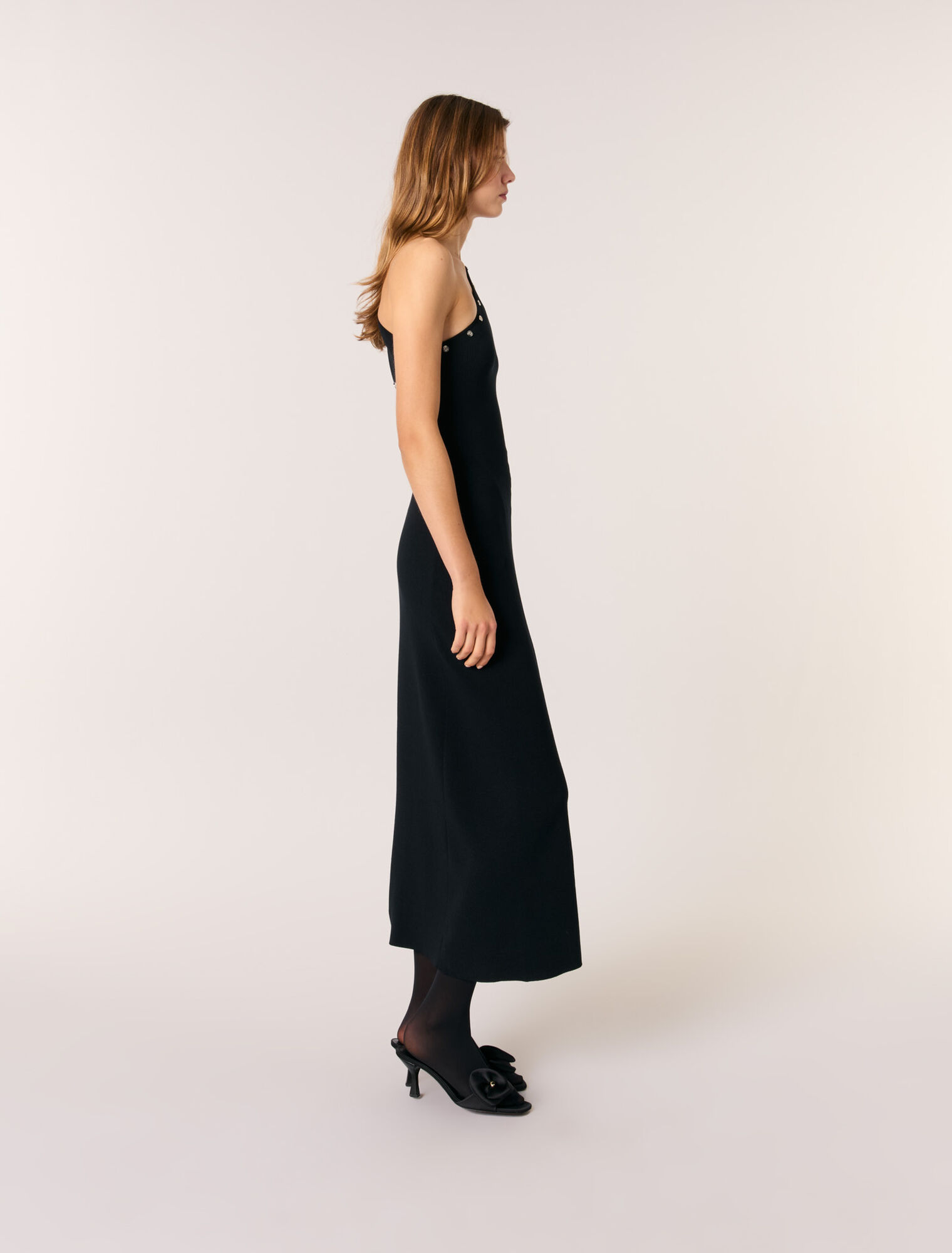 Robe longue en maille asymétrique