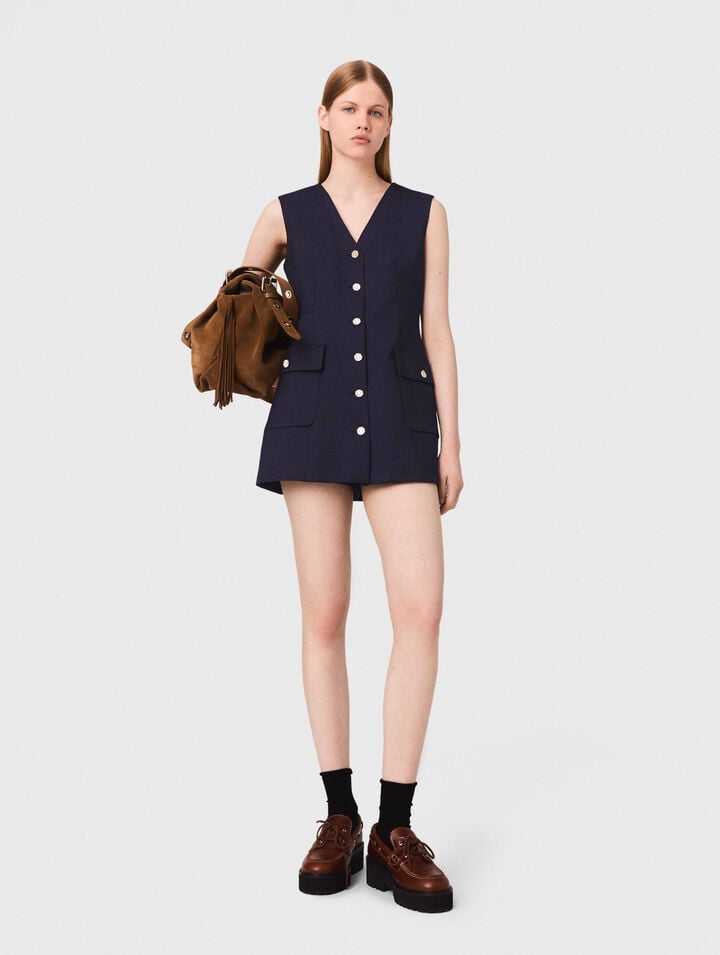 Robe trompe-l'œil en laine mélangée