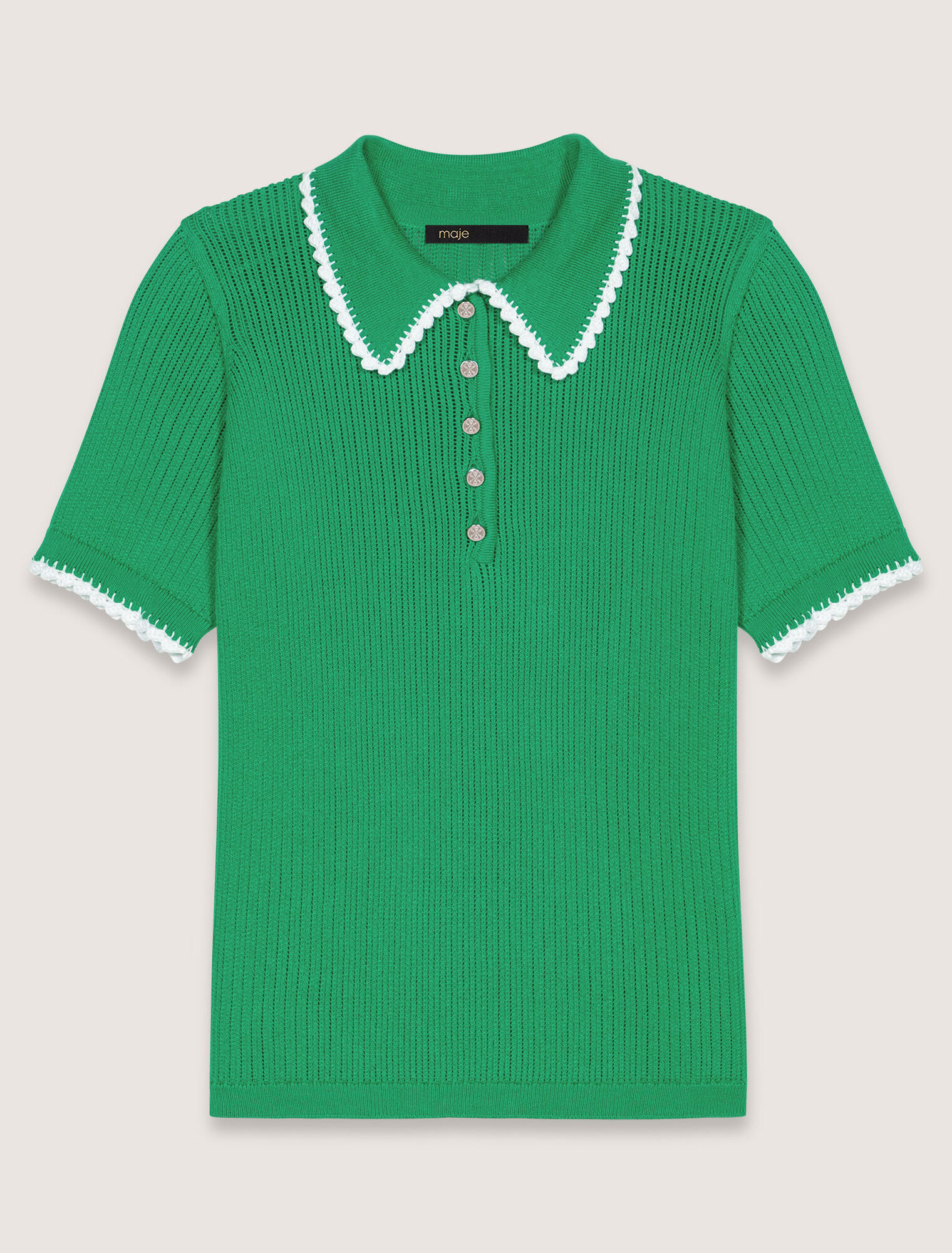 Polo en maille pointelle et crochet