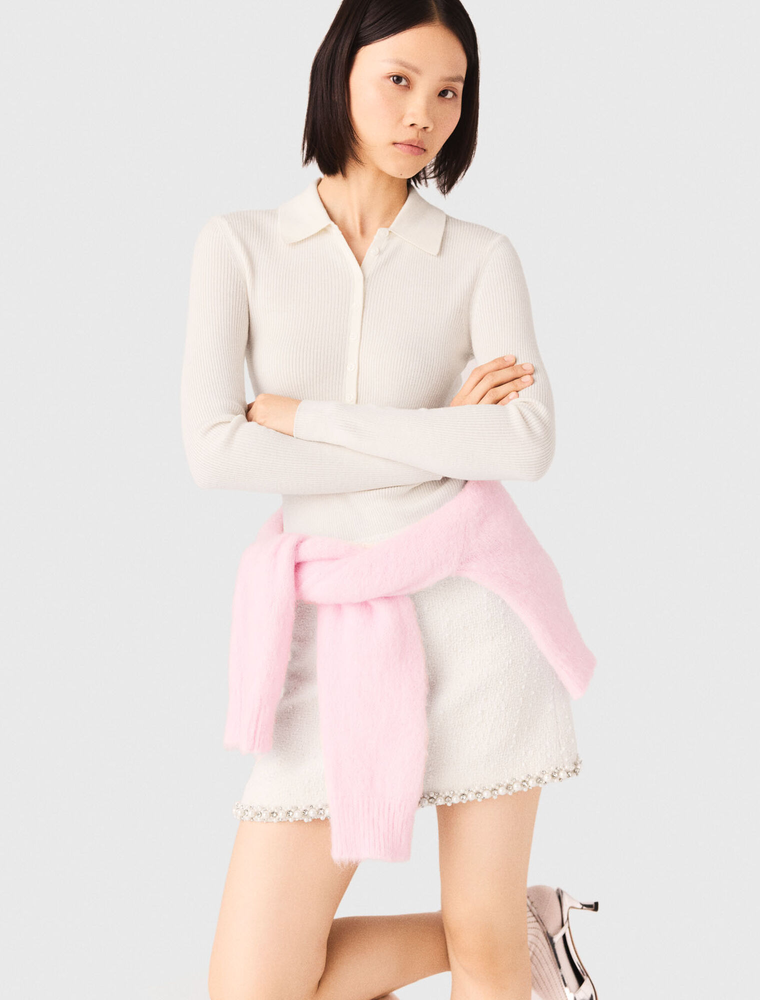 Pull cotel&eacute; &agrave; col polo