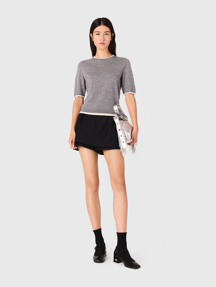 Pull 100% laine à manches courtes