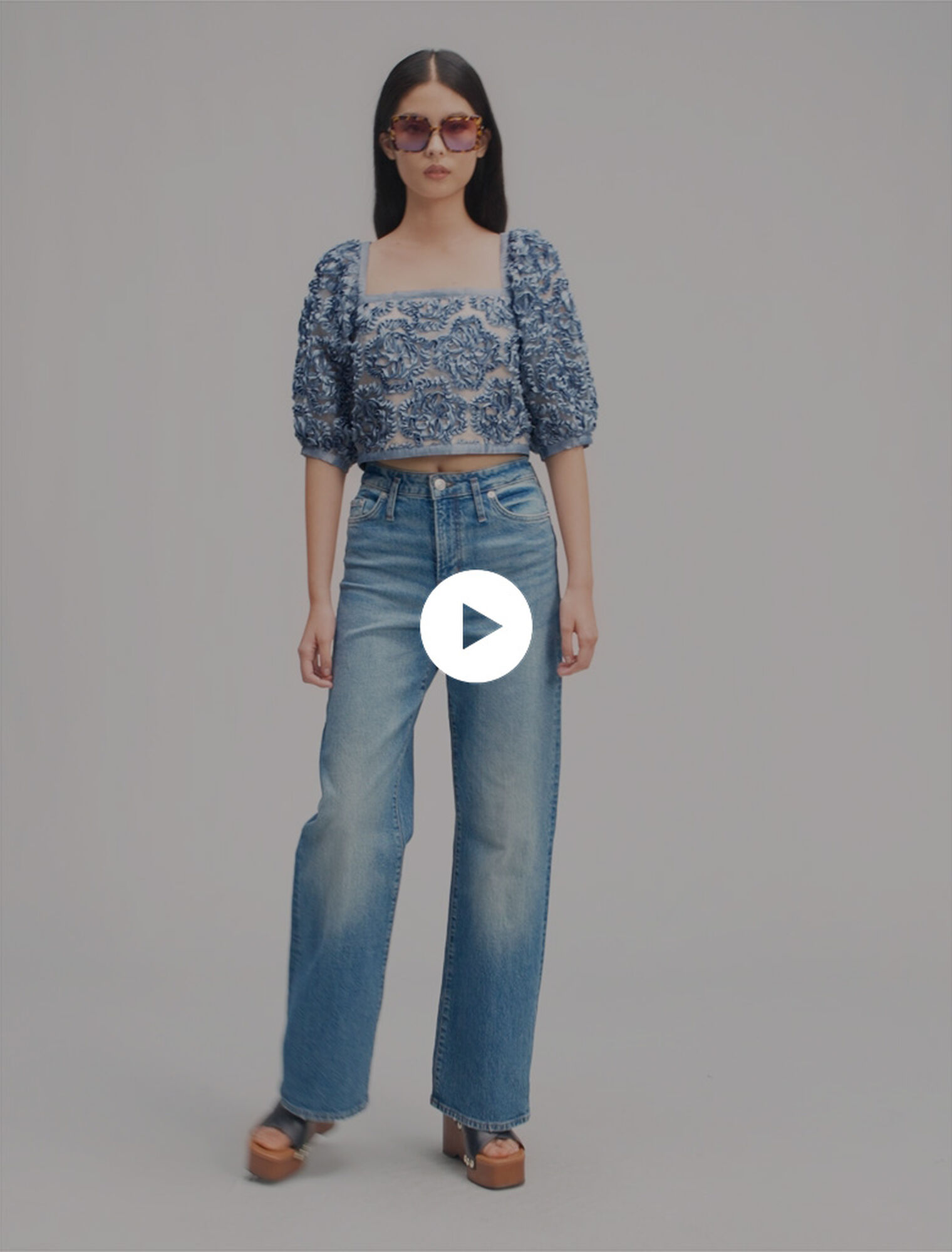 Top en organza motif floral