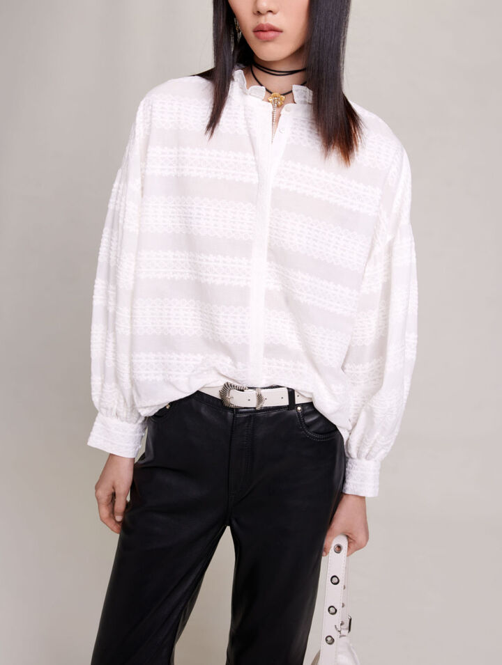 Chemise brodée à volants
