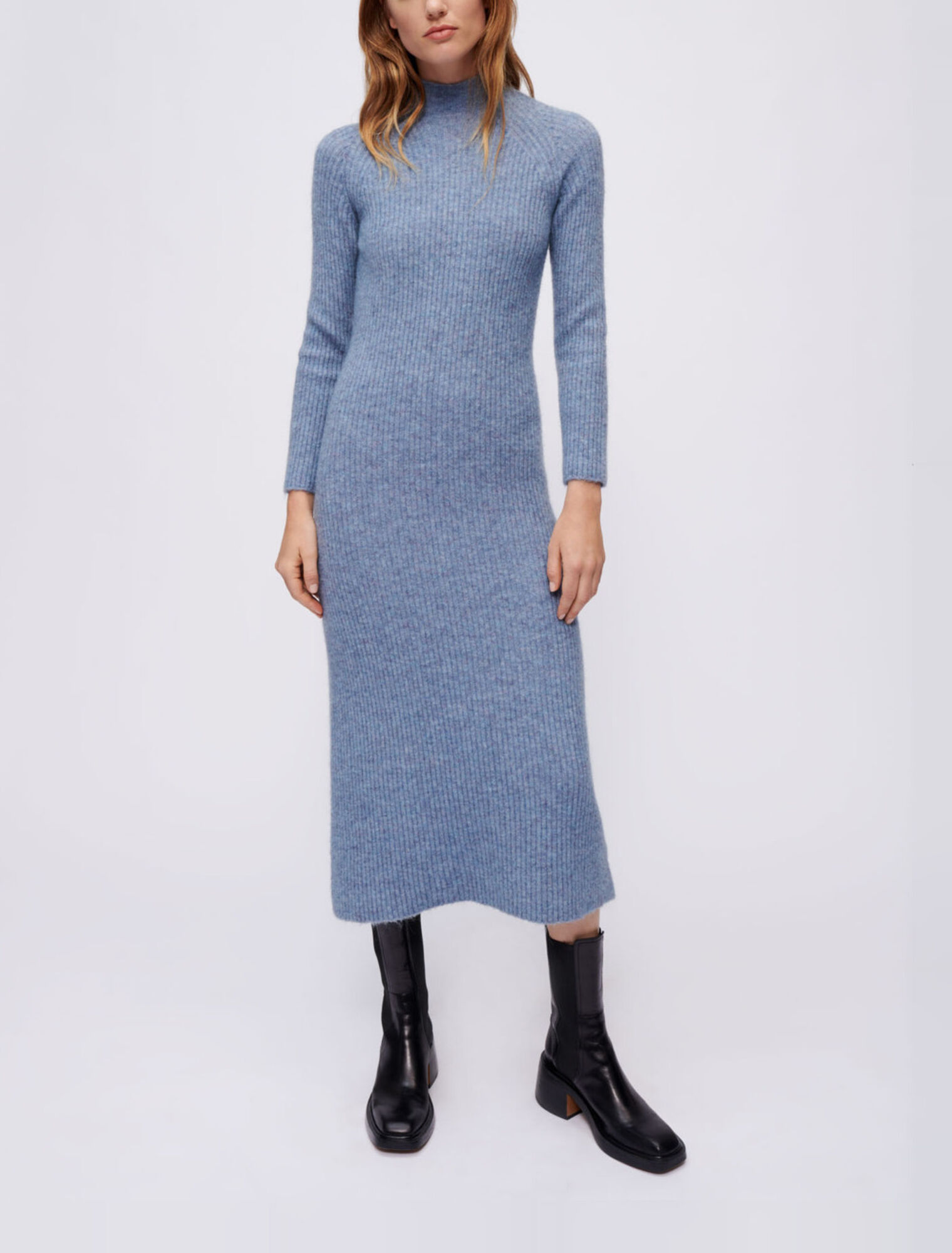 High collar mohair dress