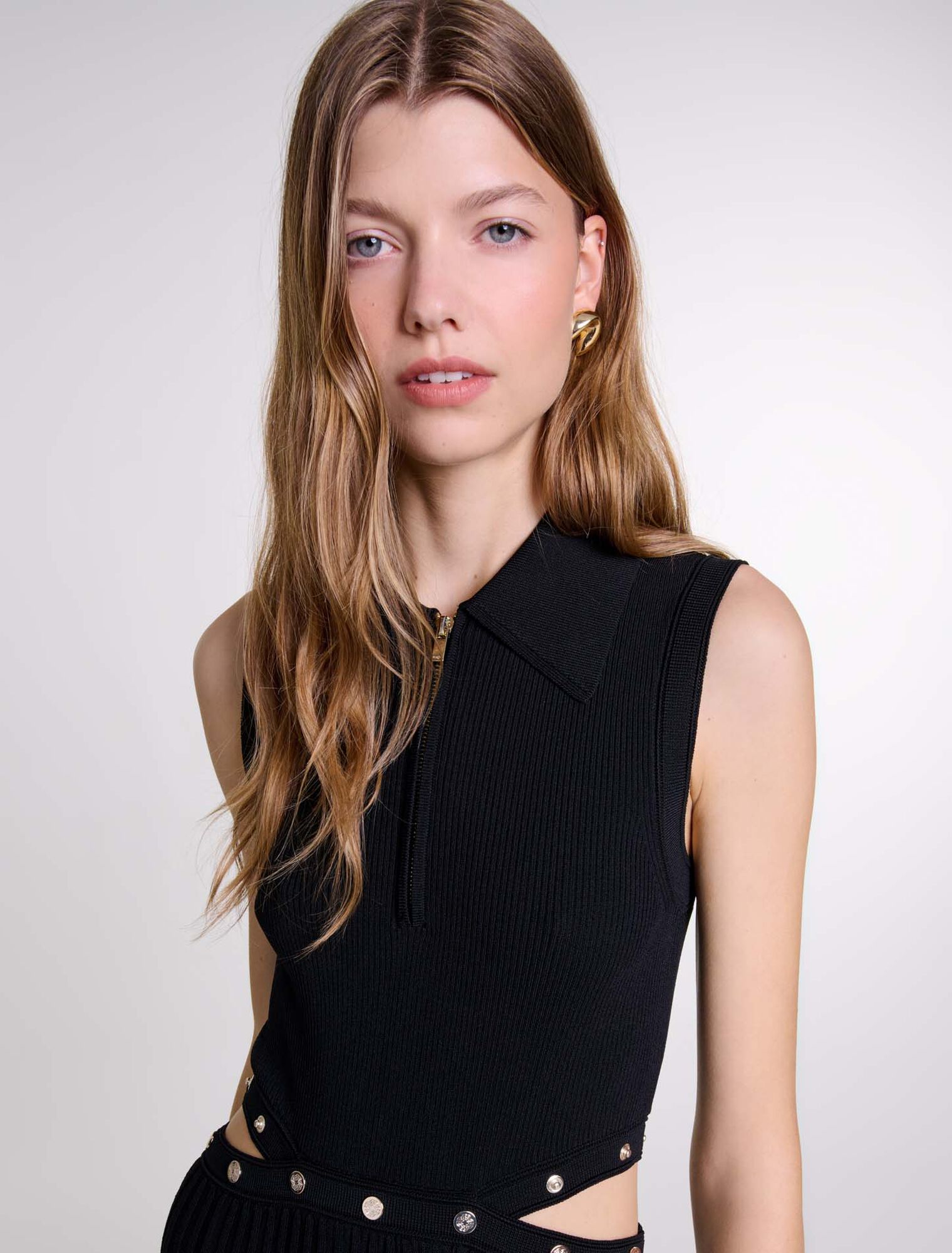 Robe longue en maille côtelée