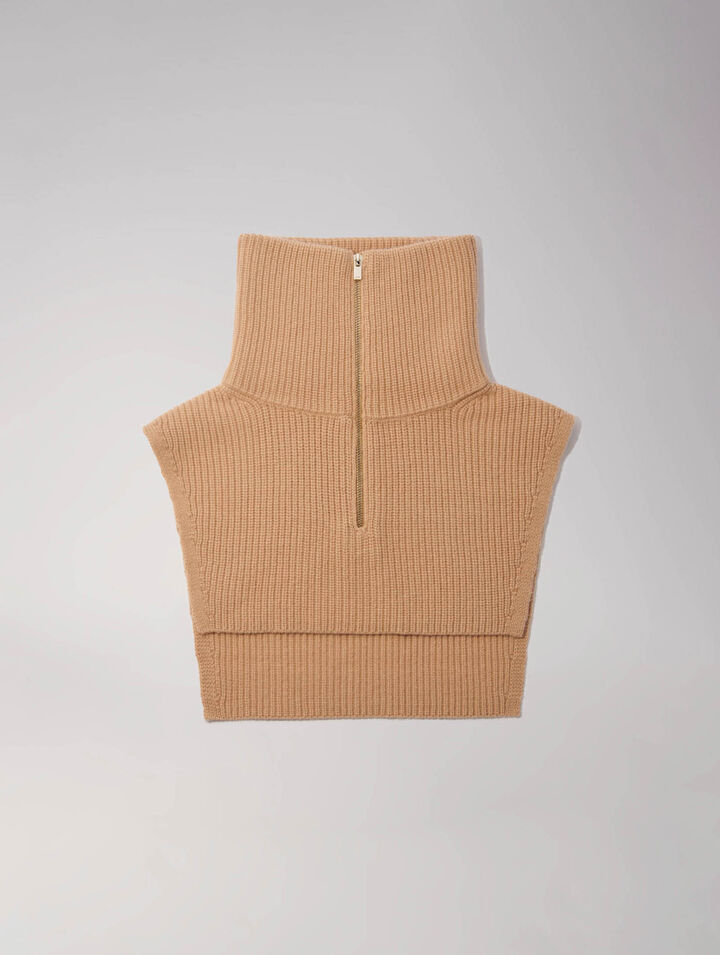 Cashmere/wool zip-up neck warmer