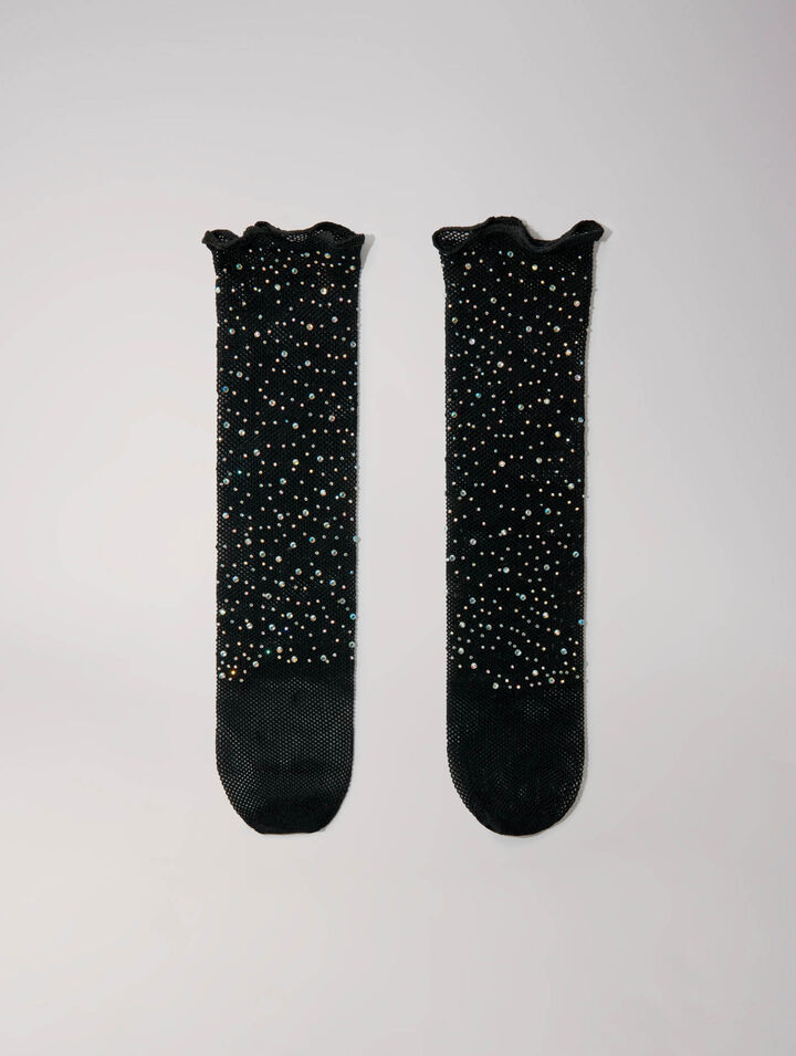 Chaussettes en résille à strass