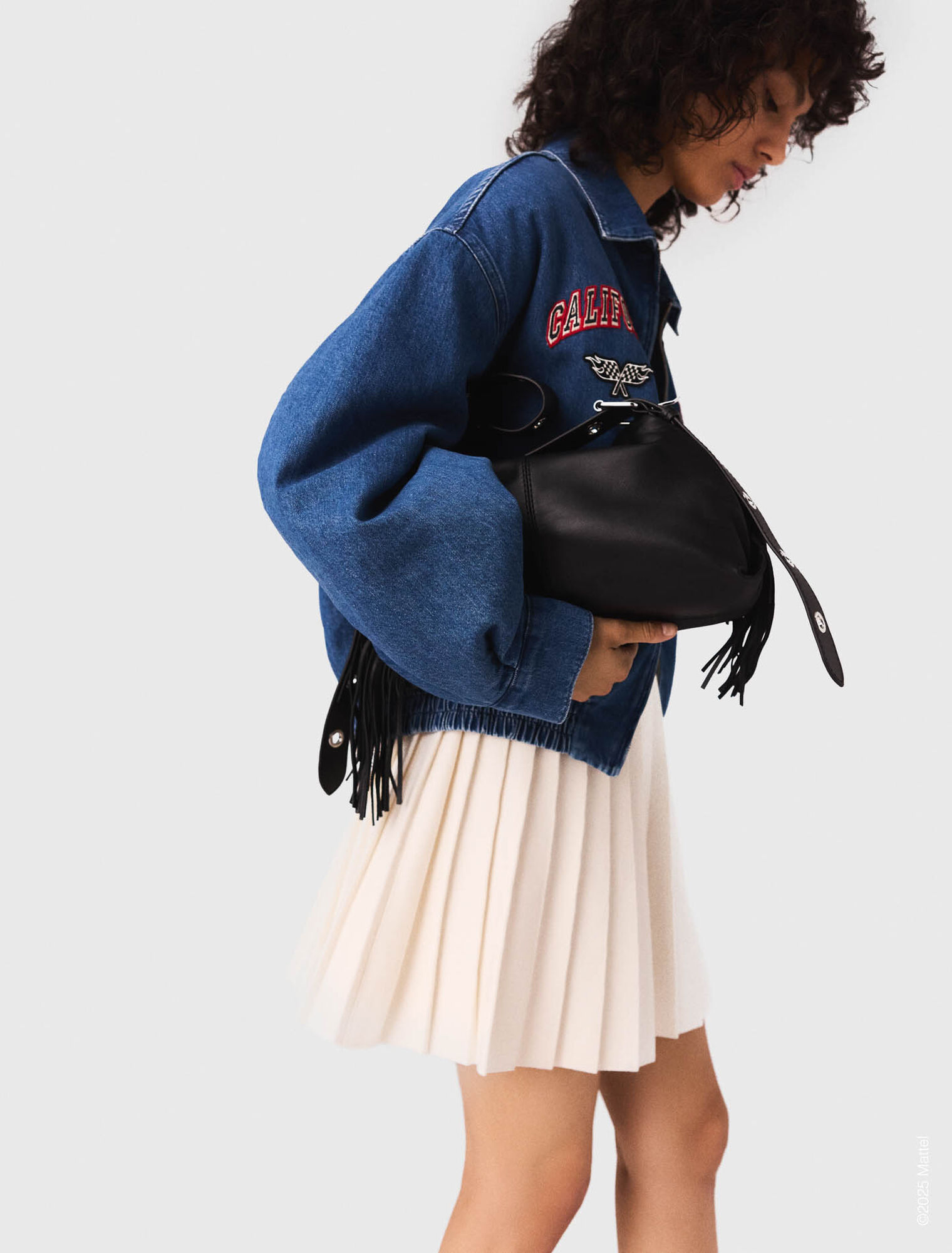Oversized embroidered denim jacket