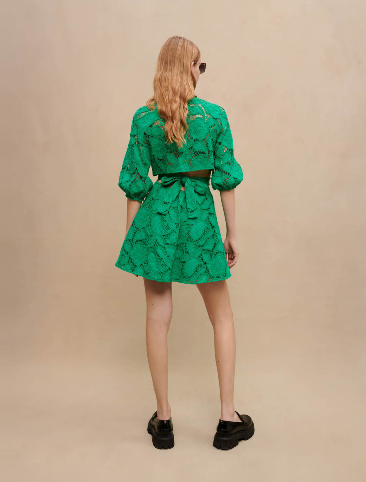 Embroidered cotton short dress