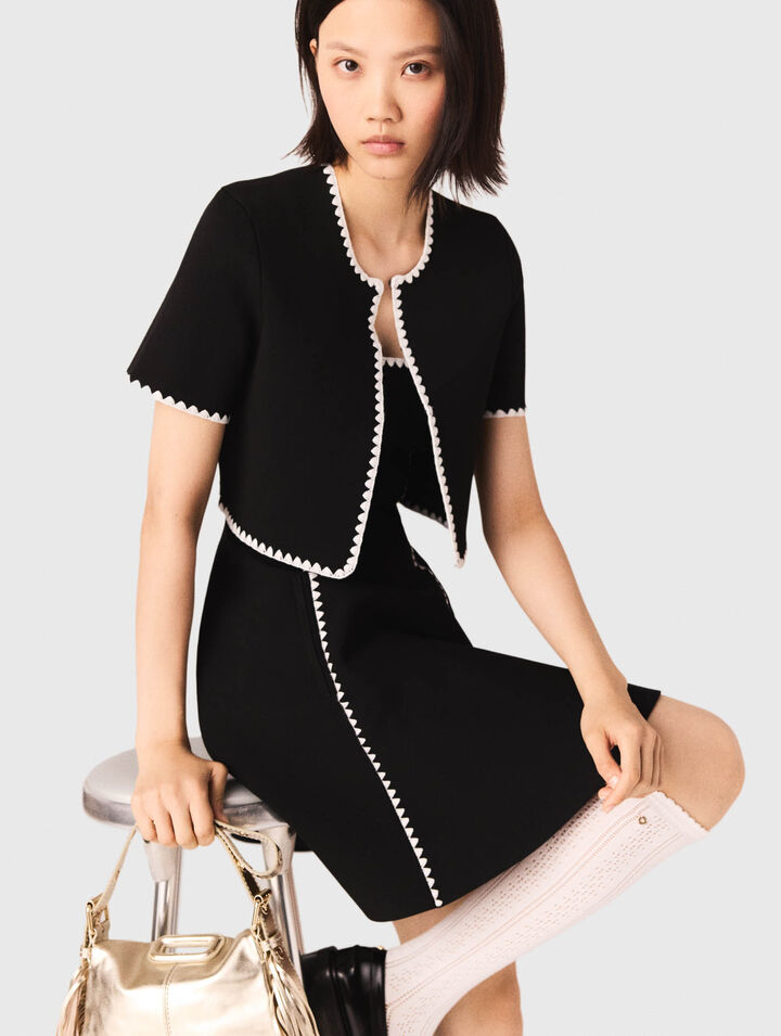 Cardigan court avec surpiqûres