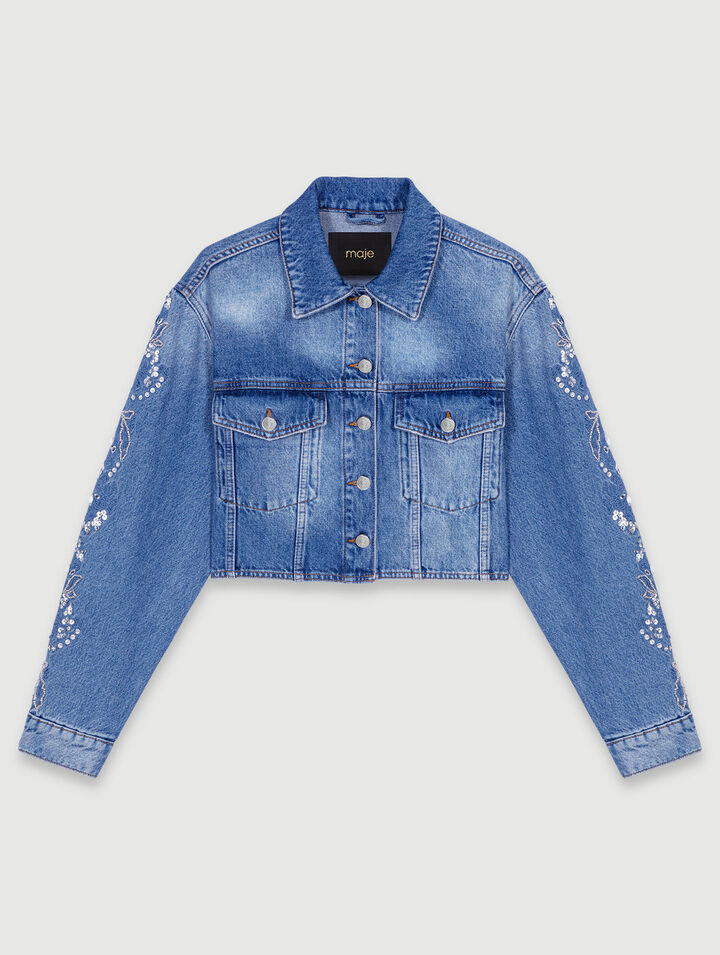 Blouson en denim brodé 