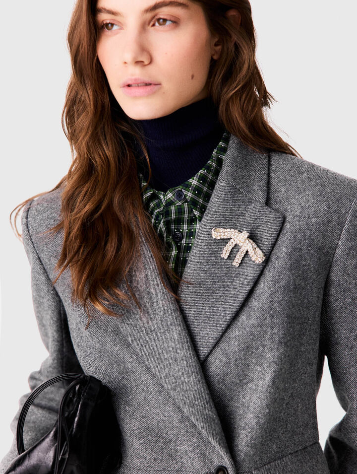 Manteau mi-long en laine m&eacute;lang&eacute;e