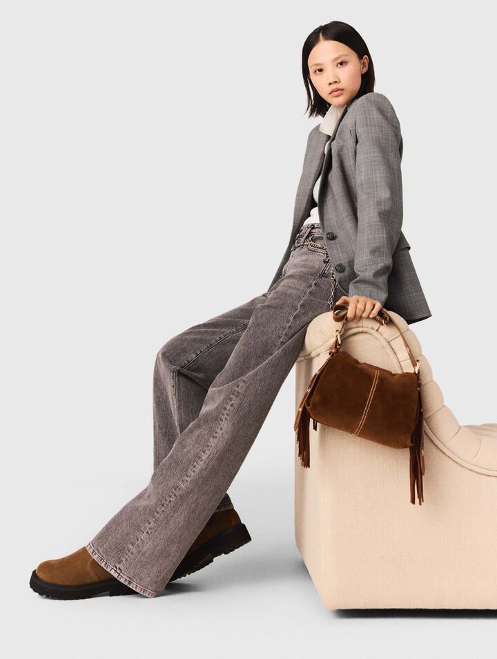 Wide-leg jeans with chain-link belt